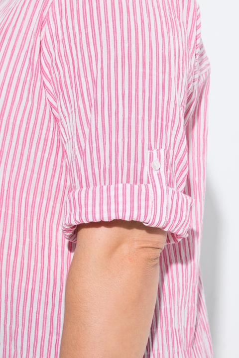 Immagine prodotto Ulla Popken Blusa con righe, taglio svasato, colletto da camicia e maniche lunghe (62)