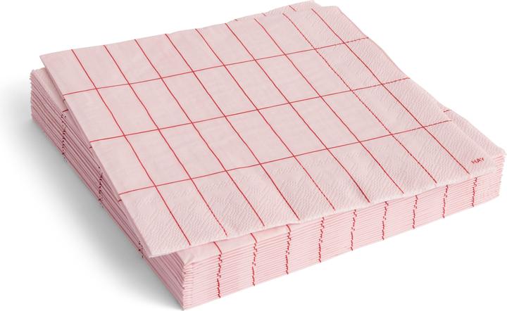 Produktbild HAY - Pattern Dinner Napkins - Set of 20 - Light Pink & Red Grid (20 Stk.)