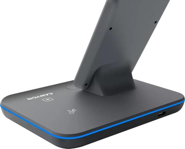Produktbild Canyon WS-303, kabelloses 3-in-1-Ladegerät, mit Touch-Taste für fliessendes Wasserlicht, Eingang 9 V (15 W)