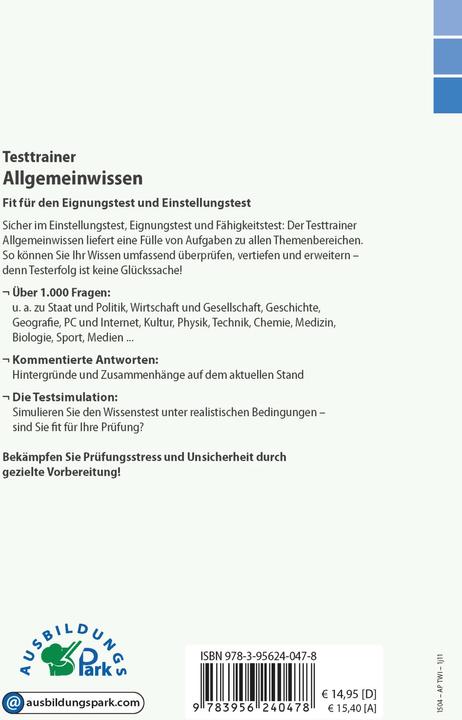 Produktbild Testtrainer Allgemeinwissen (Deutsch, Kurt Guth, Marcus Mery, 2024)