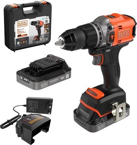Actual product image Black & Decker Akku-Schlagbohrschrauber, 50Nm, 18V POWERCONNECT, 2x2,0Ah, Koffer