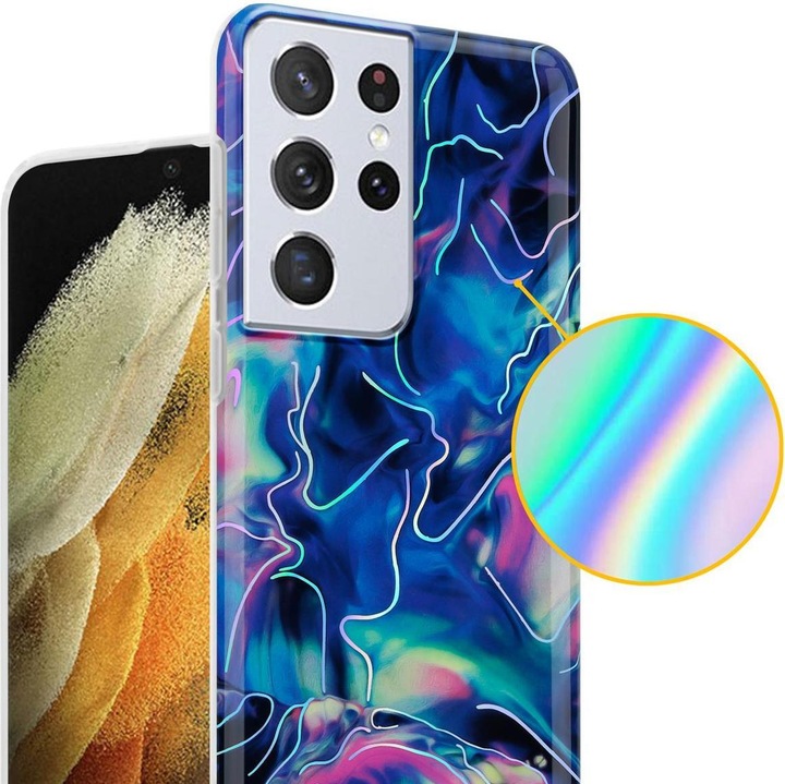 Produktbild Cadorabo IMD TPU Bunter Marmor Cover (Samsung Galaxy S21 Ultra)