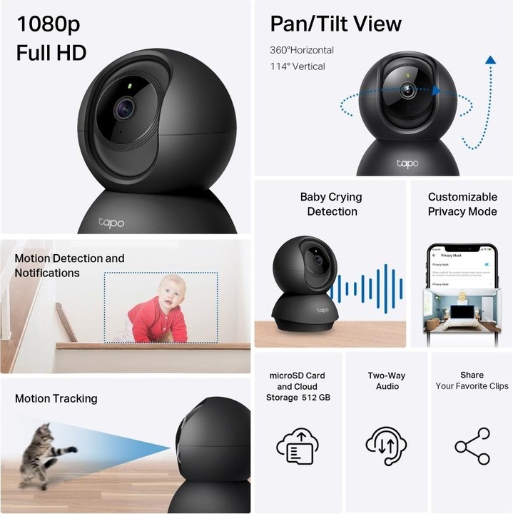 Produktbild TP-Link Pan/Tilt Wi-Fi Camera (1920 x 1080 Pixels)