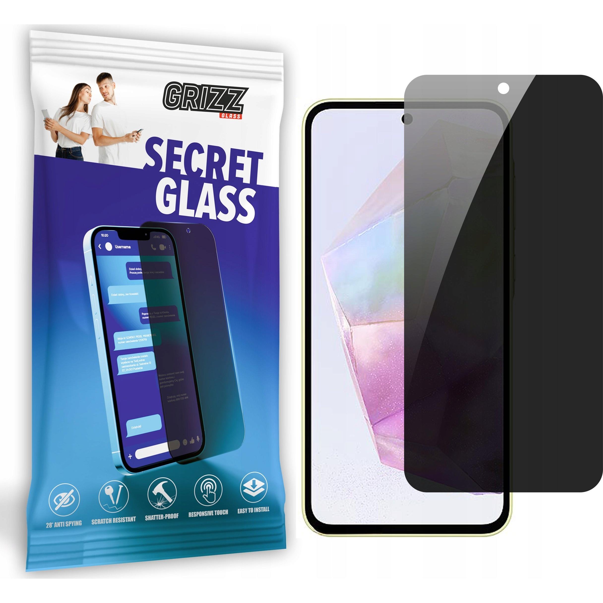 Grizz Glass GrizzGlass Szkło prywatyzujące GrizzGlass SecretGlass per Samsung Galaxy A35 (Samsung Galaxy A35), Pellicola protettiva smartphone, Traspa