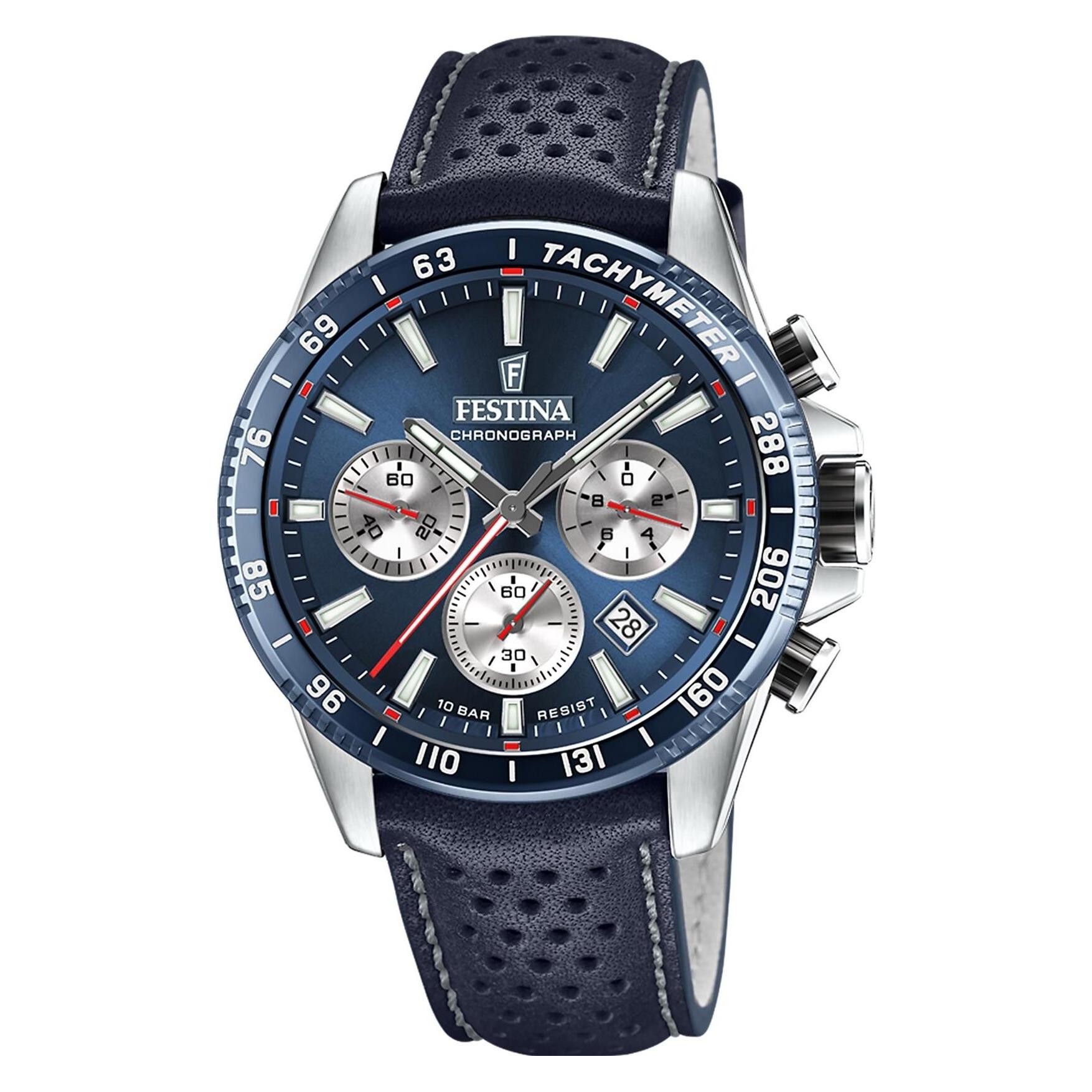 Festina, Armbanduhr, Timeless Chronograph, Blau, (Chronograph, 45 mm)