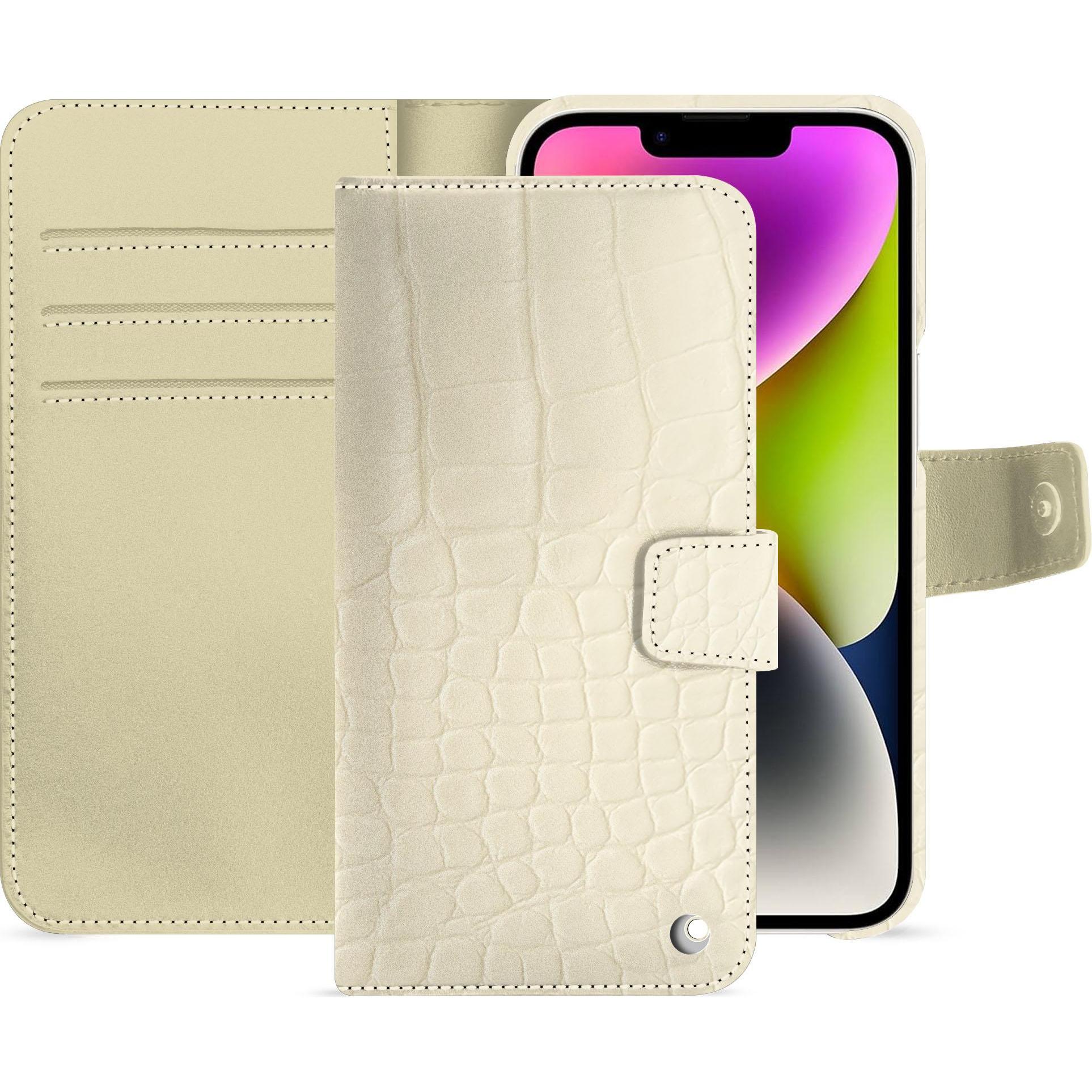 Noreve Lederschutzhülle Apple iPhone 15 Plus (Apple iPhone 15 Plus), Smartphone Hülle, Weiss