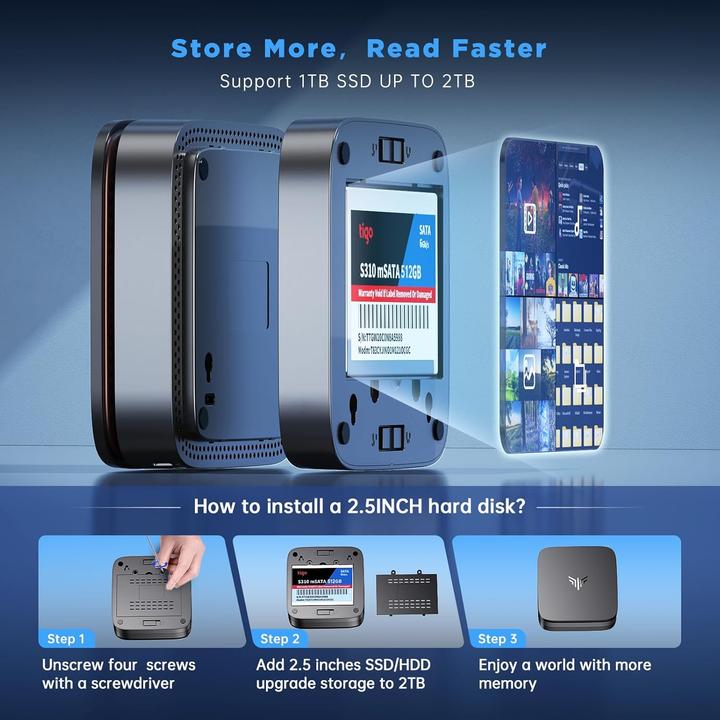 Image du produit NiPoGi Mini PC Alder Lake N97 mit Dual Display (1000 Go, 16 Go)