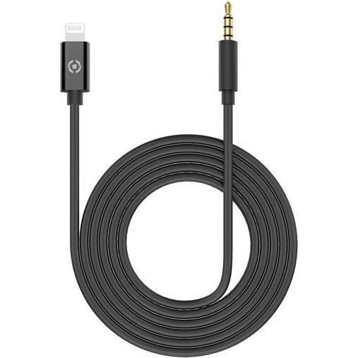 Celly USBLIGHT35MMBK cavo per cellulare Nero 1 m 3.5mm Lightning (1 m), Cavo USB