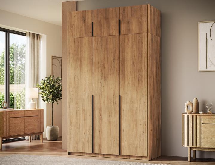 Produktbild ADRK Furniture Bregma III Drehtürenschrank mit Aufsatz (148 x 58 x 250 cm)