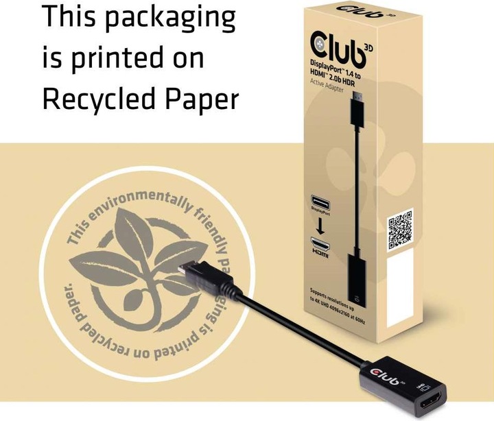 Produktbild Club 3D DP 1.4 auf (0.11 m, DisplayPort, HDMI)