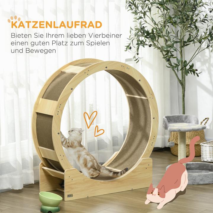 Produktbild PawHut Katzenlaufrad (94 cm, Eiche)