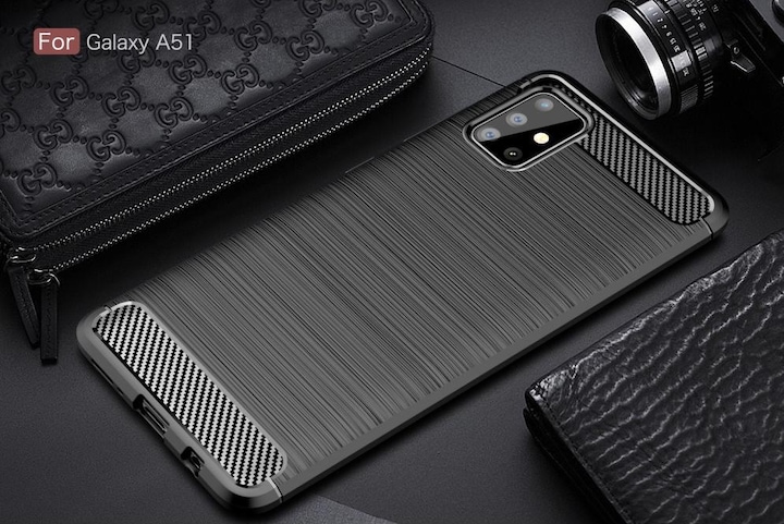 Actual product image Cover-Discount Silicone Rubber Case Metal Carbon Look (Samsung Galaxy A51)