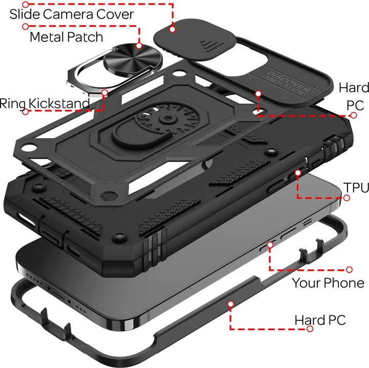Immagine prodotto Nalia Copertura antiurto dell'anello in stile militare (Apple iPhone 13 mini)