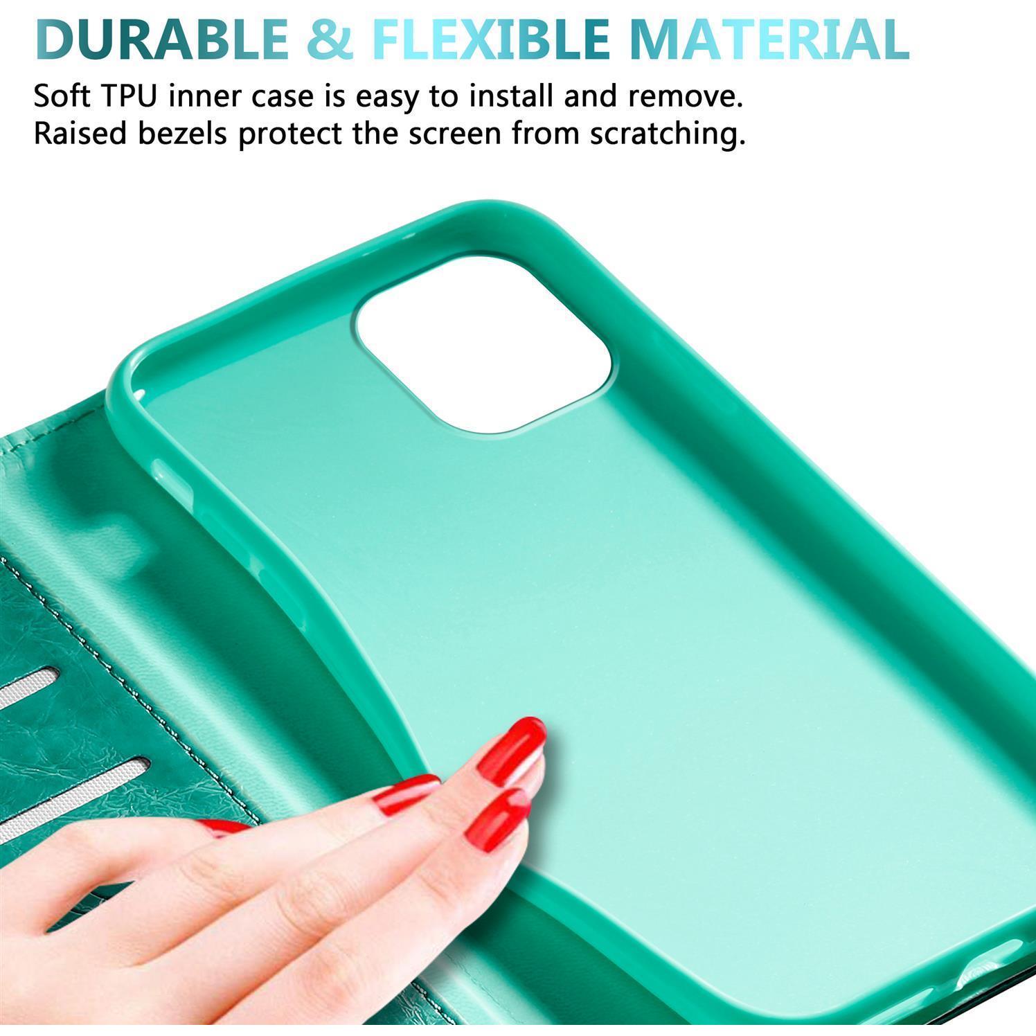 Thumbnail - Cadorabo Book Hülle mit Ornamente (Apple iPhone 12 Pro Max), Smartphone Hülle, Türkis