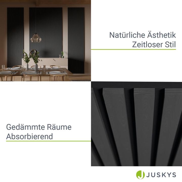 Produktbild Juskys 4x Akustik Wandpaneele 120x60cm - Eiche Dunkelgrau