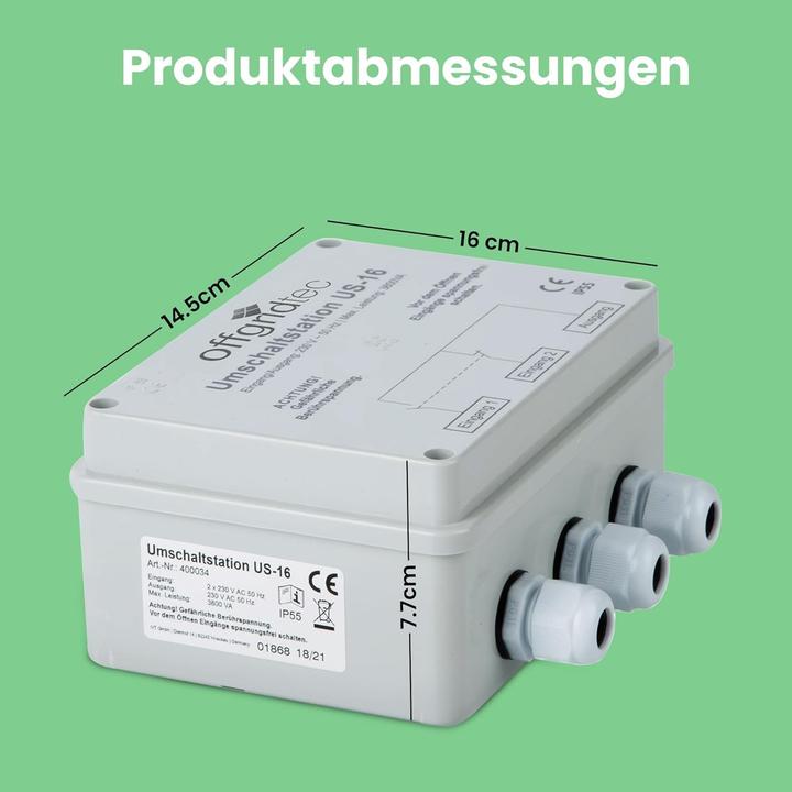 Actual product image Offgridtec Changeover station for mains priority circuit US-16