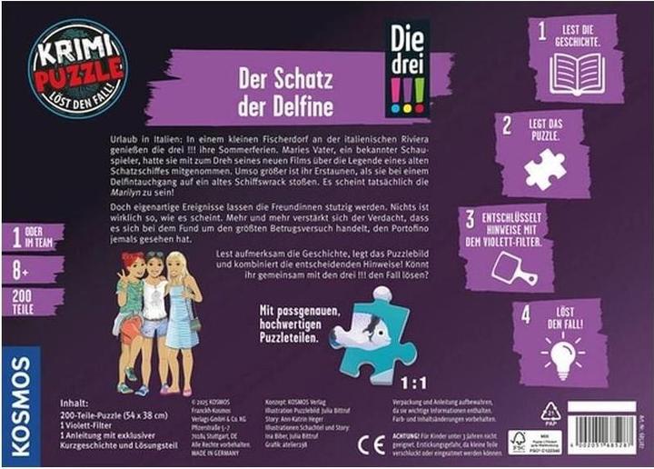 Produktbild Kosmos Krimi-Puzzle: Die drei!!! - Der Schatz der Delfine (200 Teile)