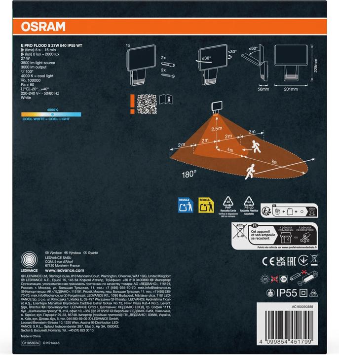Immagine prodotto Osram ENDURA® PRO FLOOD SENSOR 27W 4000K IP55 Bianco (3000 lm, IP55)