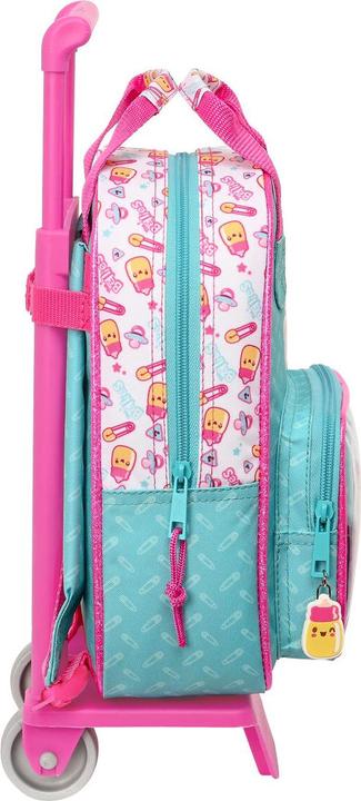 Image du produit The Bellies Sac à dos scolaire à roulettes 20 x 28 x 8 cm Violet turquoise Blanc