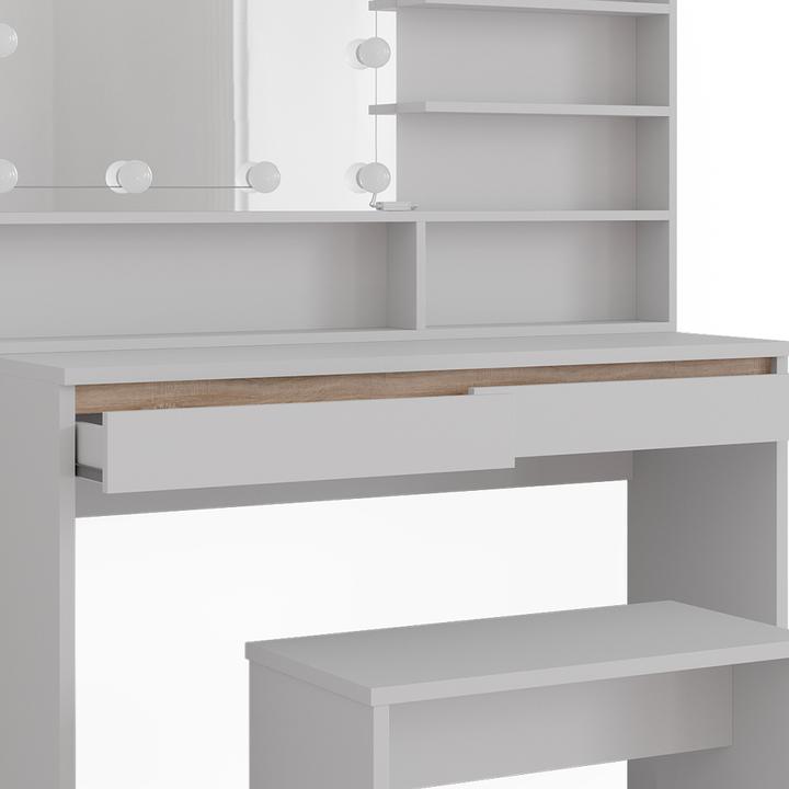 Image du produit Vicco Emma avec étagère miroir, banc & éclairage LED (120 x 41.80 x 83 cm)