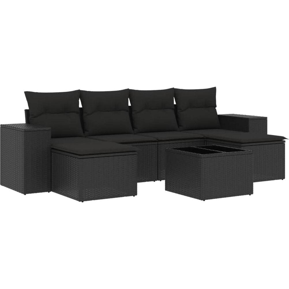 VidaXL, Gartenlounge, Gartenmöbel Sofa Garnitur Gartengarnitur Garten Sitzgruppe 7-tlg. Schwarz