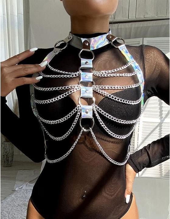Produktbild Subblime 953737 Brustgurt Mit Ringen Und Ketten Silber Eine Grã–Sse