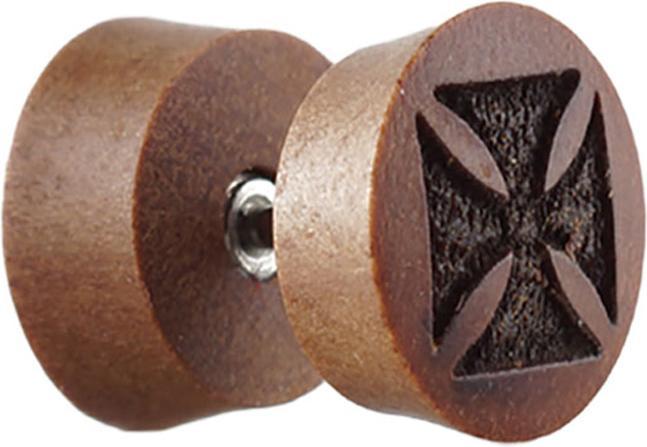 Immagine prodotto Star Piercing Tappo finto in legno di Sawo con croce (senza ottone, Organico)