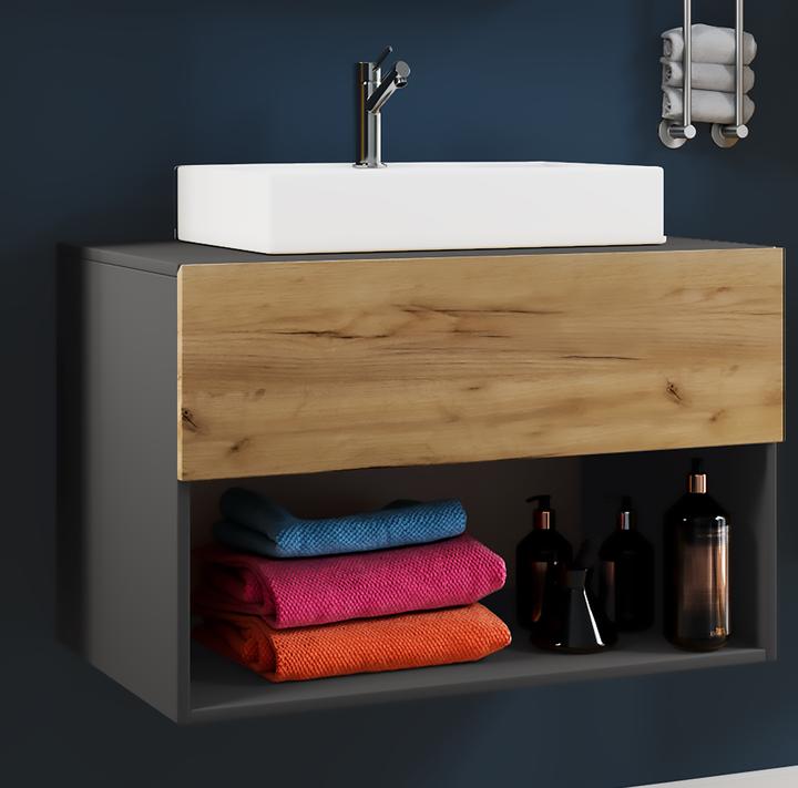 Actual product image VCM 2-piece bathroom block washbasin drawer "Lendas II" bathroom furniture