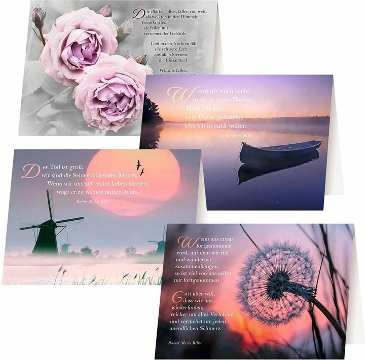 Produktbild Rilke:4er-Set Trauerkarten »Rilke« (4 Stk.)