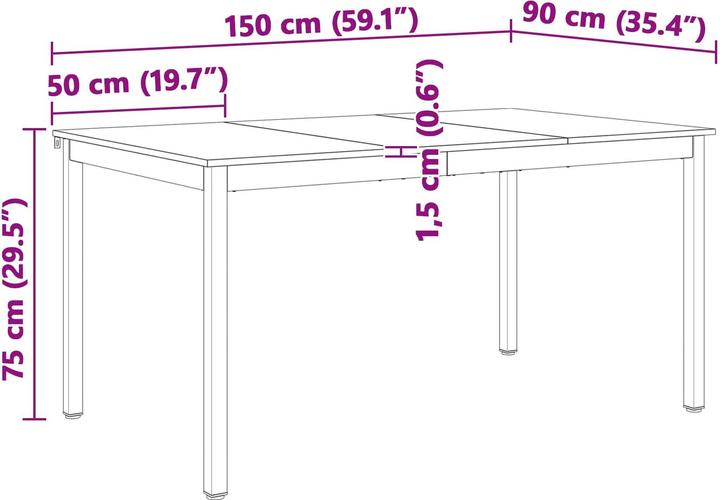 Produktbild vidaXL Esstisch (150 x 90 x 75 cm)