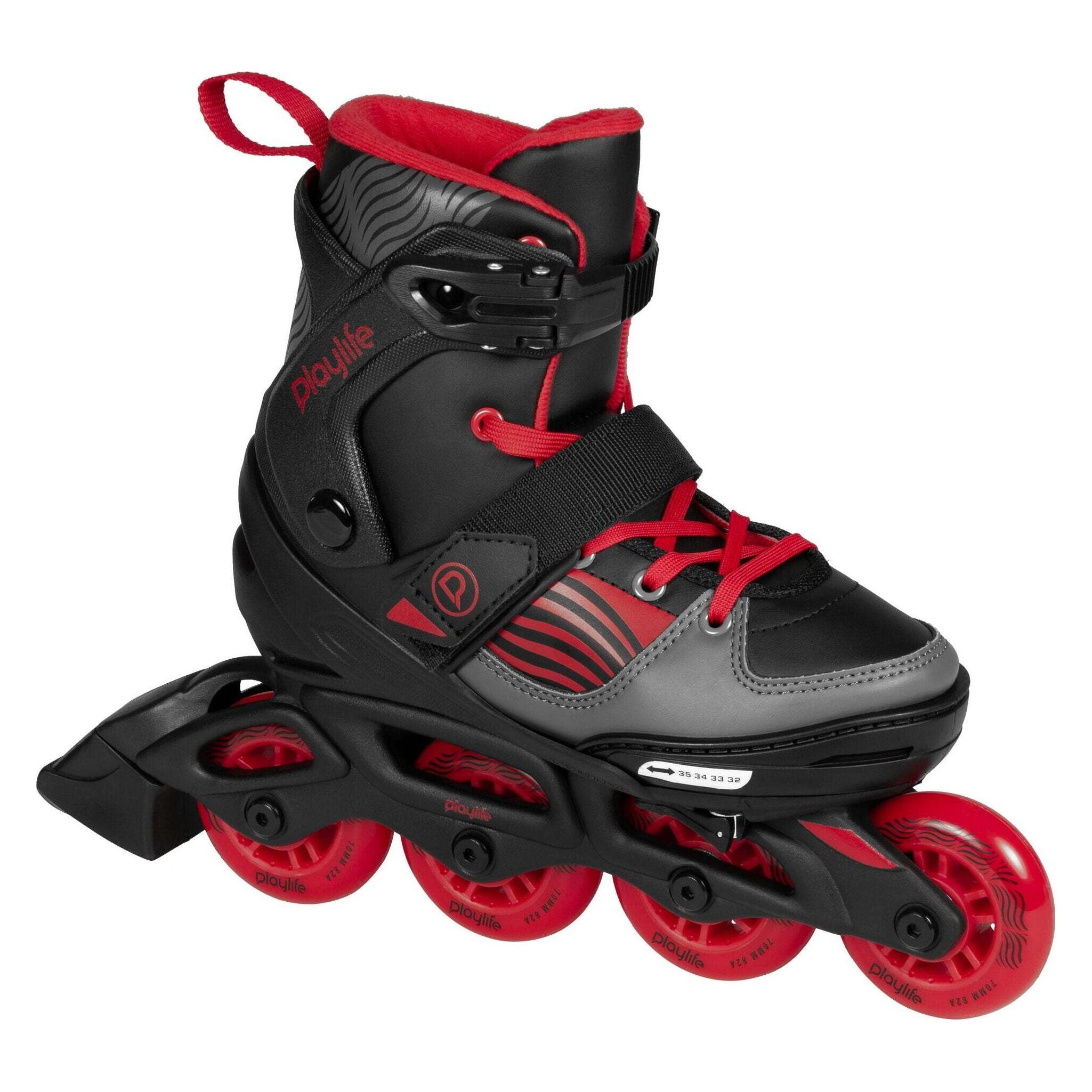 Powerslide, Mädchen, Rollschuhe, Playlife Kids Skates (32, 33, 34, 35), Rot, Grau, Schwarz