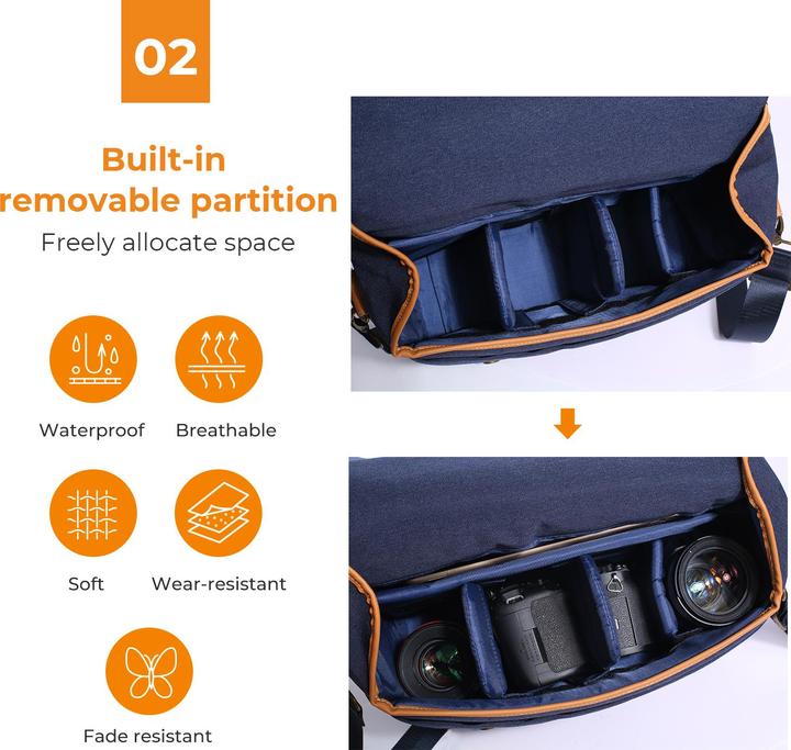 Immagine prodotto K&F Concept Borsa Messenger Borsa a tracolla da 10 litri (KF-13.062V1) (Borsa a tracolla per fotocamera, 10 l)