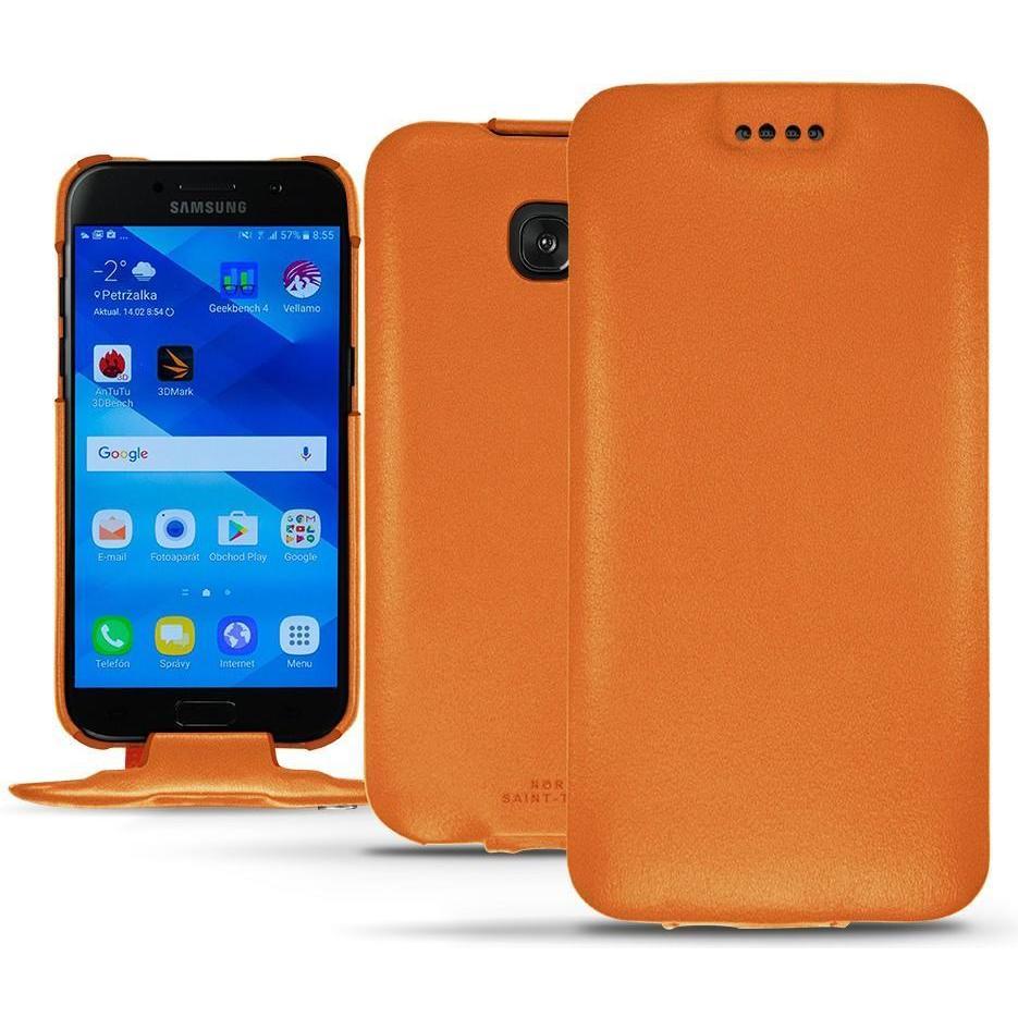 Noreve Lederschutzhülle vertikal (Samsung Galaxy A3 (2017)), Smartphone Hülle, Orange