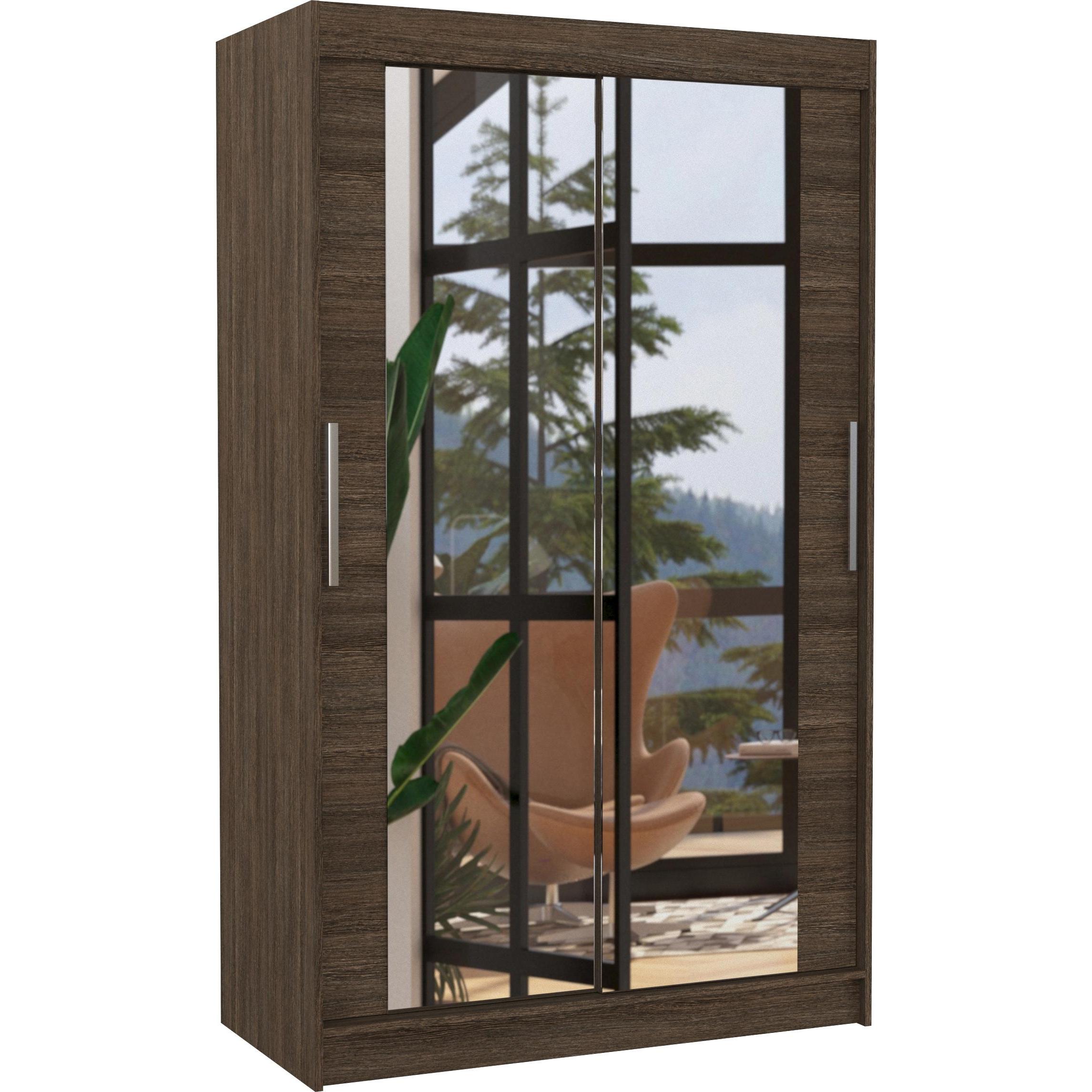 ADRK Furniture, Kleiderschrank, Verspiegelter Schiebeschrank TIBAGO 120 (120 x 58 x 200 cm)