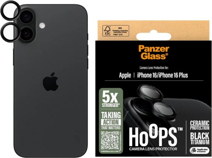 Immagine prodotto PanzerGlass Protezione dell'obiettivo della fotocamera Hoops (1 Pezzo/i, Apple iPhone 16 Plus, Apple iPhone 16)