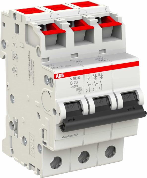 Produktbild ABB S203S-B20 Sicherungsautomat 20A 3-polig 6kA B-Charakter