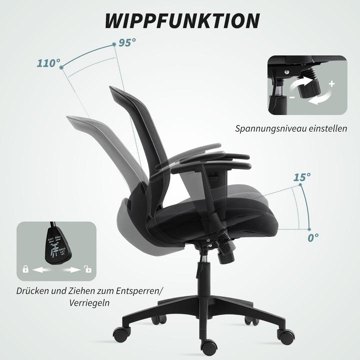 Produktbild Homcom Bürostuhl Polyester, Kunststoff Schwarz
