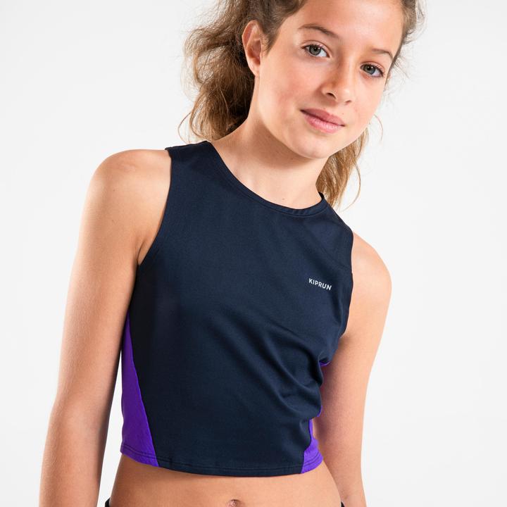Actual product image Kiprun Tanktop Croptop Running atmungsaktiv Mädchen - 900 dunkelblau/lila (12XL)