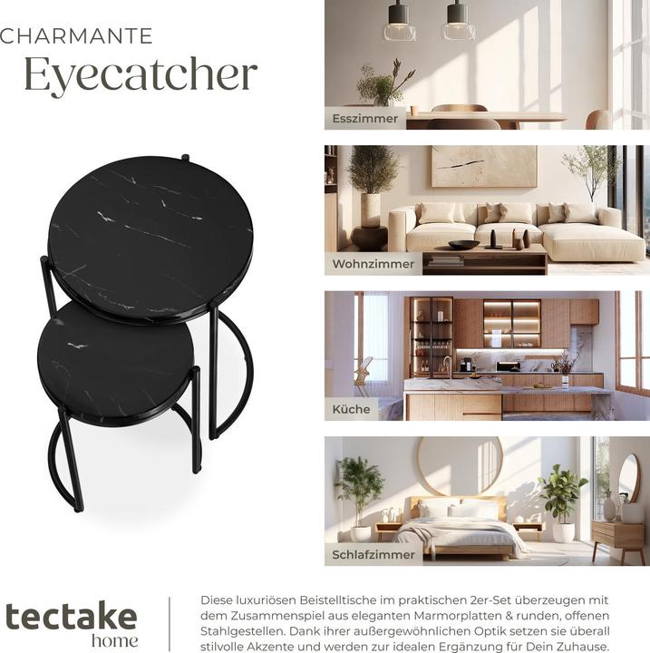 Actual product image tectake Side table Ellsa, marble top, steel frame