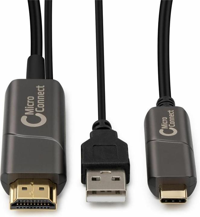 Actual product image MicroConnect USB3.1CHDMI20OP Video Cable Adapter 20m USB Type-C HDMI Black (20 m, HDMI, 2.0)