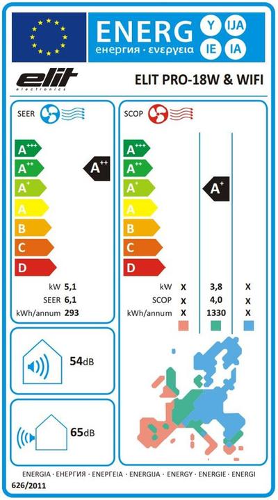Etichetta energetica Elit PRO-18RW (12000 BTU/h)