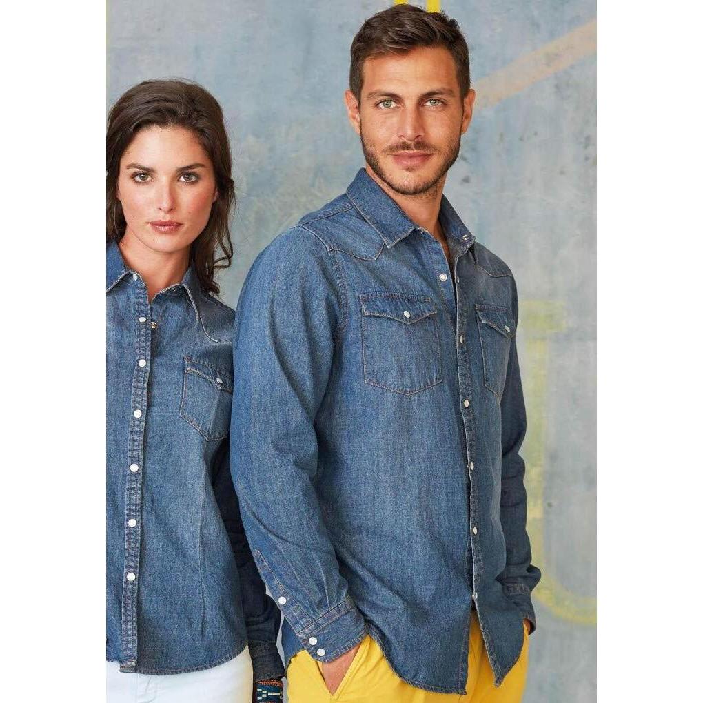 Thumbnail - Kariban, Herren, Hemd, Denim, Blau, (XXL)