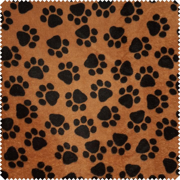 VBS Fleece-Stoff "Pfoten Schwarz auf Baun", 150 cm breit, Meterware