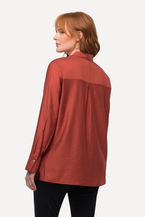 Produktbild Ulla Popken Schluppen-Bluse, Mikrostreifen, V-Ausschnitt, Langarm (54)