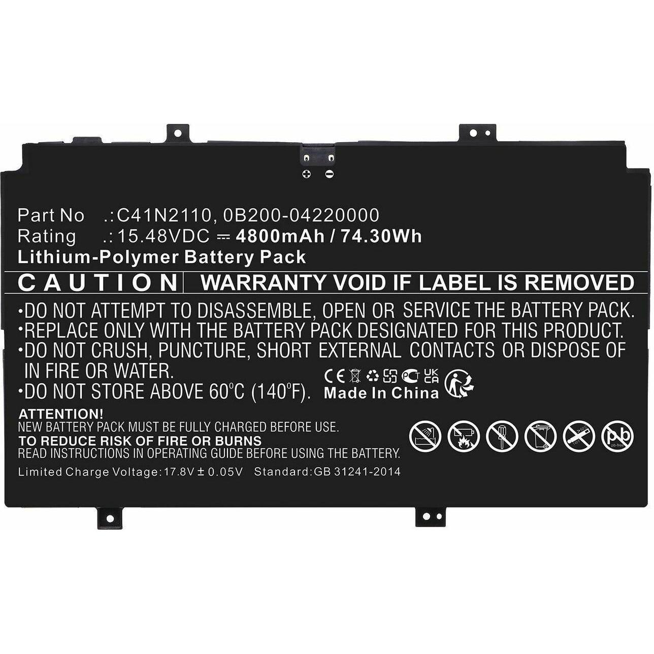 CoreParts Battery for Asus Notebook (4800 mAh), Notebook Akku, Schwarz