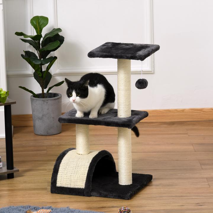 Actual product image Jamb Cat tree (72 cm, Dark grey (plush) + beige (sisal rope))