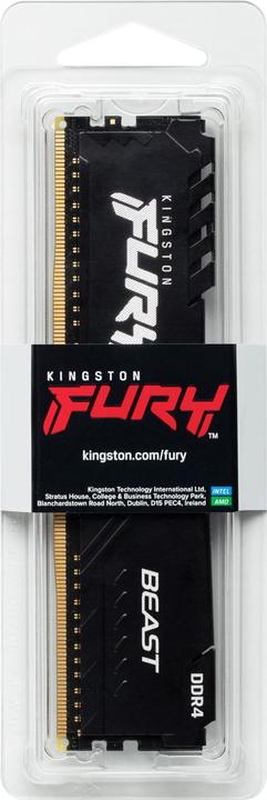 Produktbild Kingston DDR4 32GB PC 3600 CL18 FURY Beast Juodas retail (1 x 32GB, 3600 MHz, DDR4-RAM, DIMM)