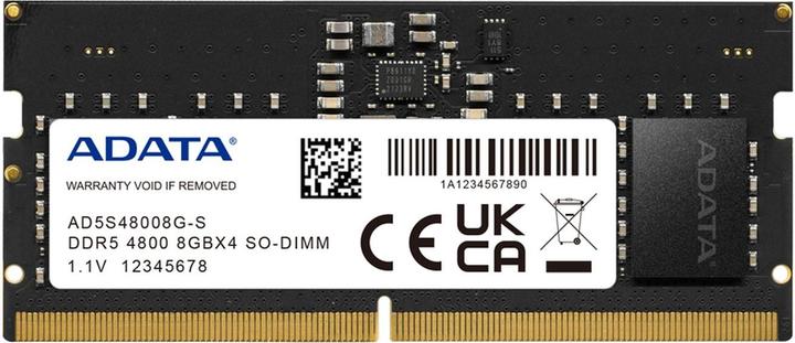 Actual product image Adata AD5S48008G-S Memory module GB DDR5 ECC (1 x 8GB, 4800 MHz, DDR5-RAM, SO-DIMM)