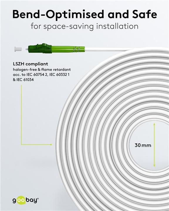 Produktbild Goobay Glasfaserkabel FTTH, Singlemode OS2 White, weiss Simplex, 15 m (S/UTP, CAT6e, 15 m)