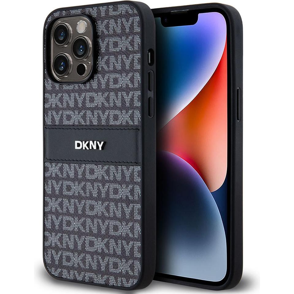 DKNY Tonal Stripe PU Leather Case für Apple iPhone 14 Pro - black (Apple iPhone 14 Pro), Smartphone Hülle, Weiss